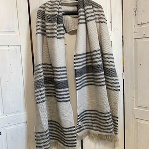 Ecoté Unisex Boho Chunky Knit Scarf Textured Cream Gray Black Oversized